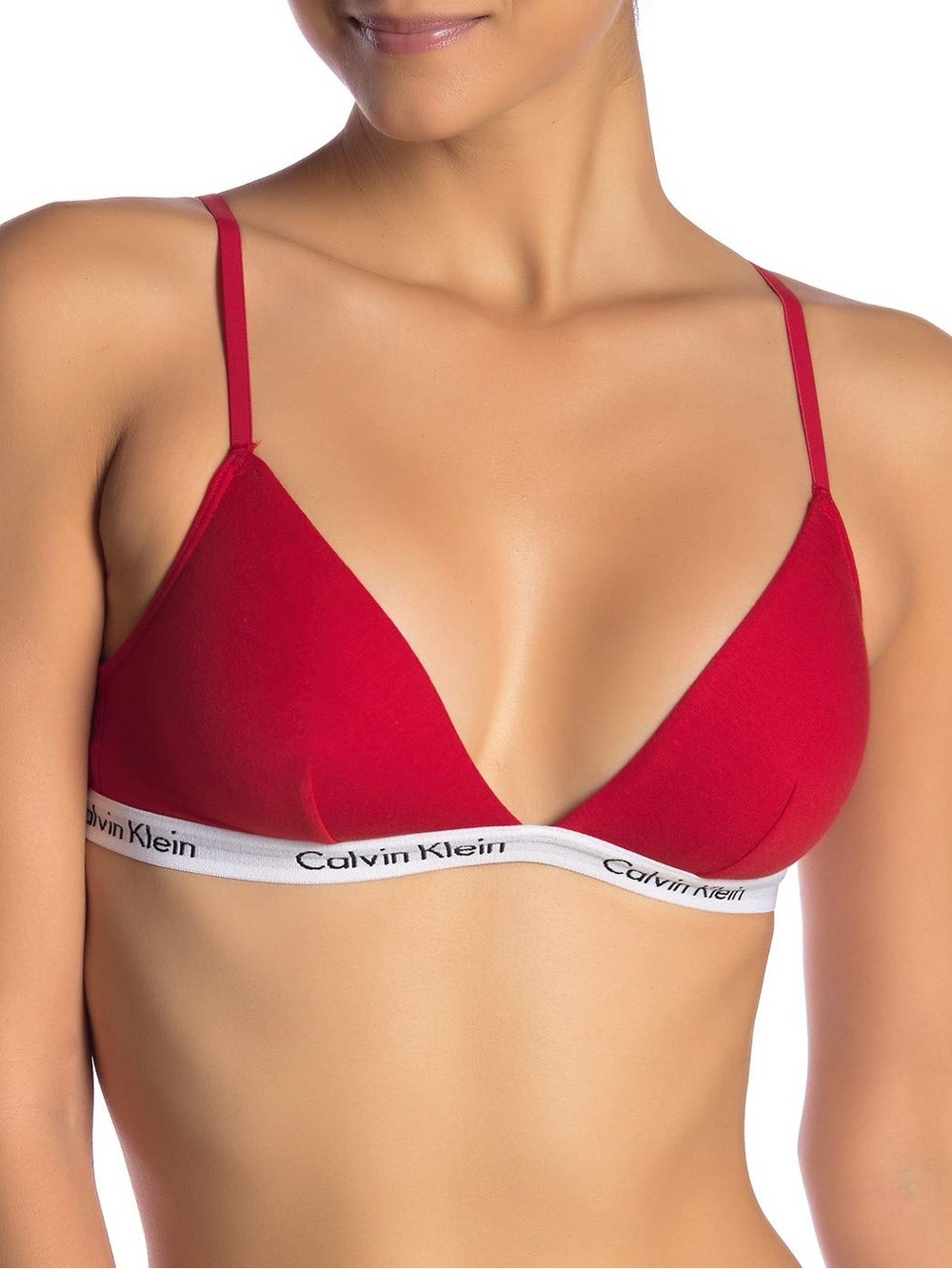 WORN ONCE Calvin Klein Red Triangle Bralette Bra with Logo Band Red Size Large